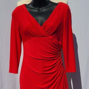 Lauren Ralph Lauren Red V-Neck Wrap-look Dress